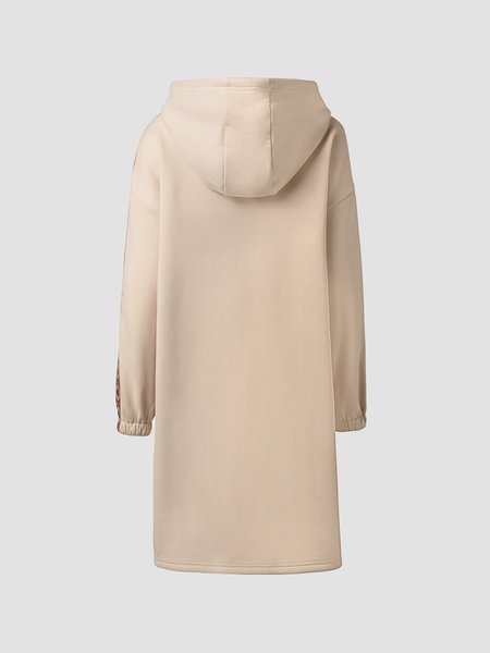 

Hoodie Shift Casual Dresses, Apricot, Midi Dresses