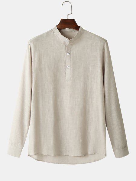 

Plain Stand Collar Shirts & Tops, Gray, Men's shirts