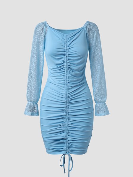 

Sexy Jacquard V Neck Dresses, Blue, Casual Dresses