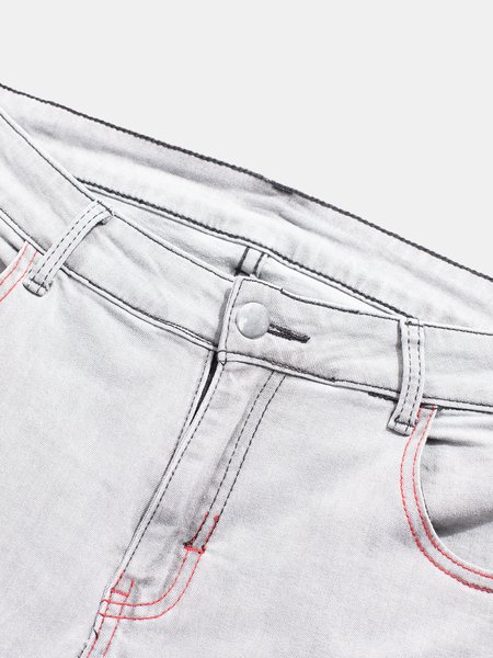 

Casual Printed Cotton-Blend Pants, Gray, Men's pants