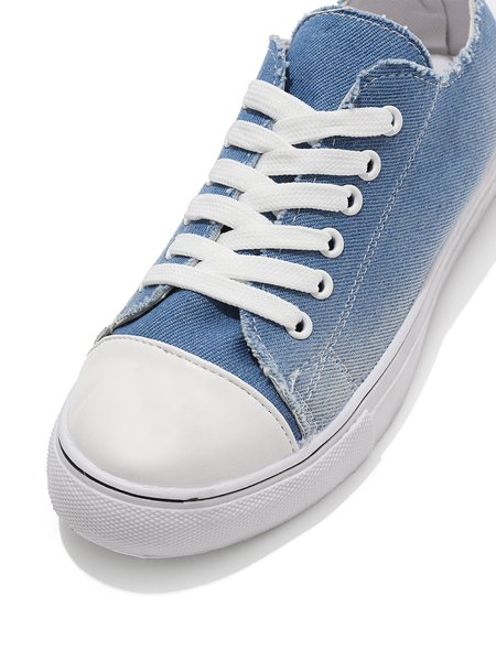 

Canvas Flat Heel Casual Flats, Lightblue, Flats