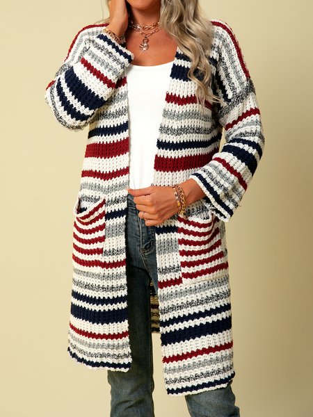 

Halter Knitted Long Sleeve Outerwear, As picture, Cardigans