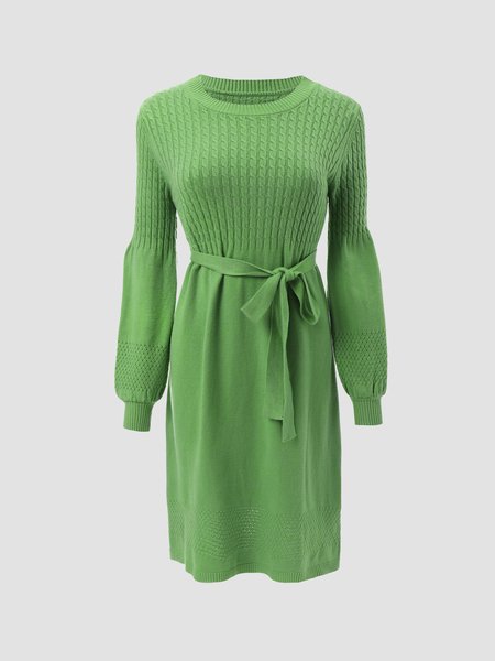 

Solid Scoop Neckline Elegant Dresses, Green, Sweater Dresses