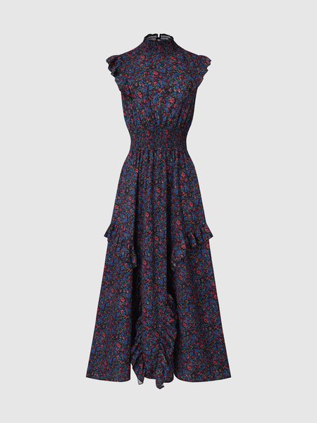 

Floral Chiffon Elegant Dress, Blue, Maxi Dresses