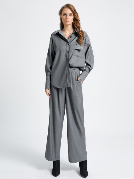 

Casual Irregular Craftsmanship Solid Blouse, As picture, Blouses and Shirts