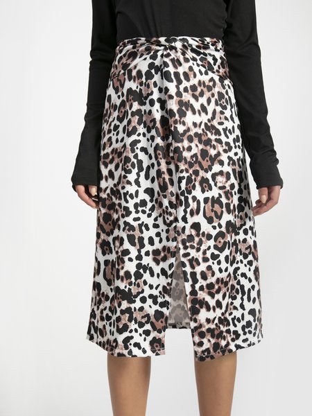 

Regular Fit Leopard Skirt, Brown, Midi Skirts
