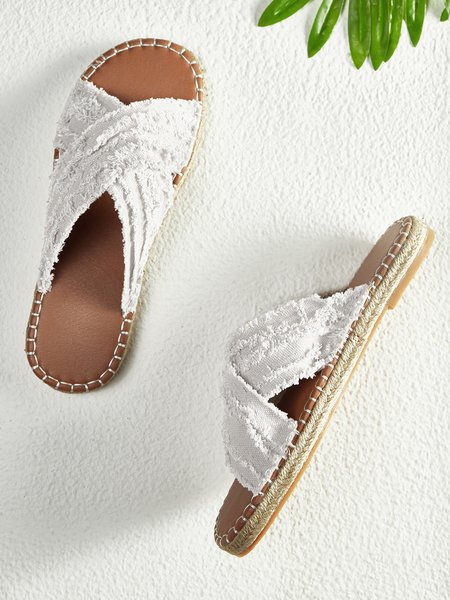 

Flat Heel Slipper, White, Slippers