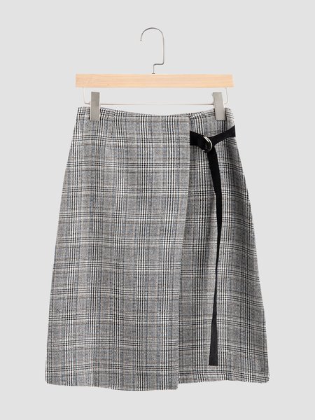 

Casual Vintage Checkered/Plaid Skirts, Gray, Skirts