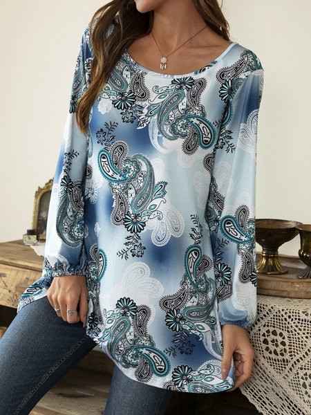 

Round neck long sleeve paisley print Shirts & Tops, Long sleeve tops