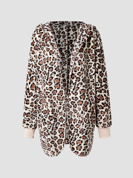 

Fluff/Granular Fleece Fabric Outerwear, Leopard, Cardigans
