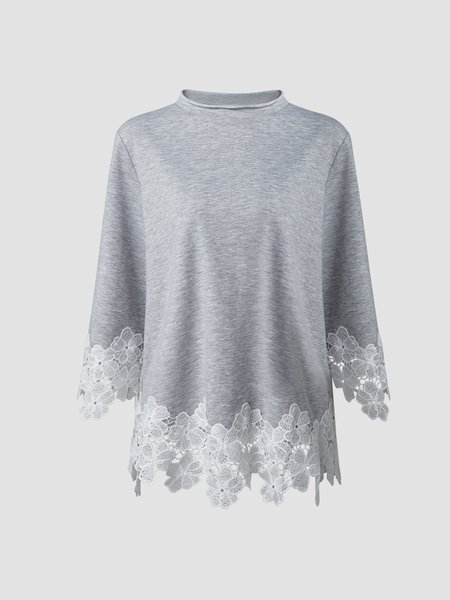 

Casual Household Daily Crew Neck Vintage Shirt & Top, Gray, Tees & T-shirts