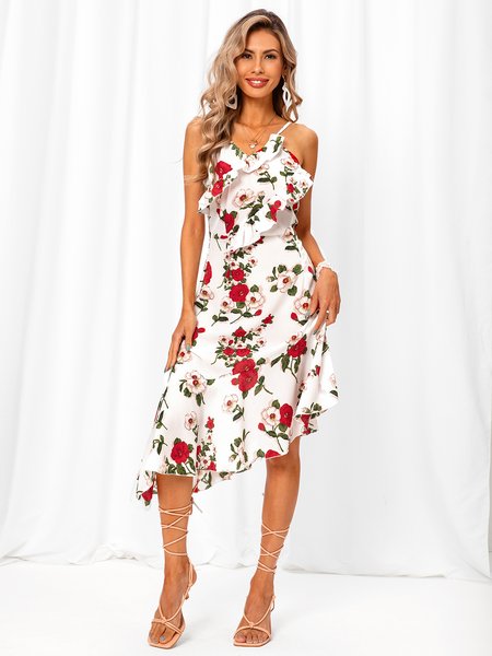 

Vintage Spaghetti Floral Knitting Dress, Red, Dresses