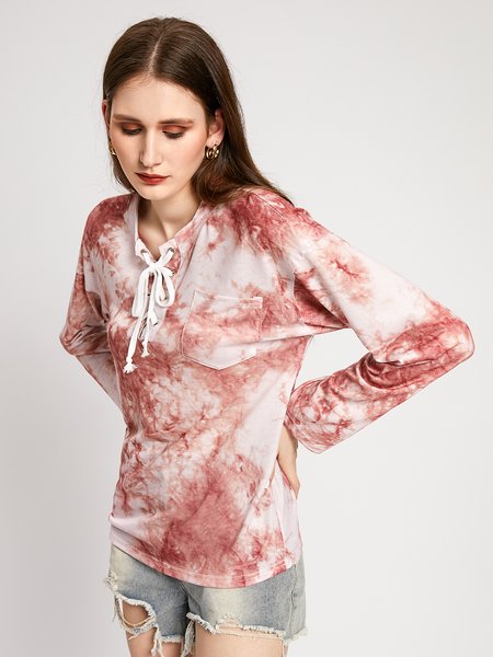 

Printed Fashion Loosen Shirts & Tops, Orange red, Women's Clothing