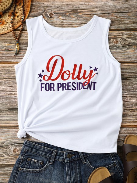 

Spaghetti-Strap Printed Crew Neck Shirts & Tops, White, Tanks & Camis