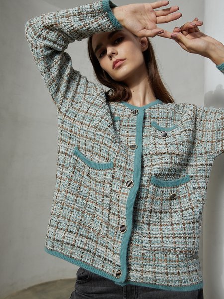 

Shift Vintage Crew Neck Long Sleeve Outerwear, As picture, Coats