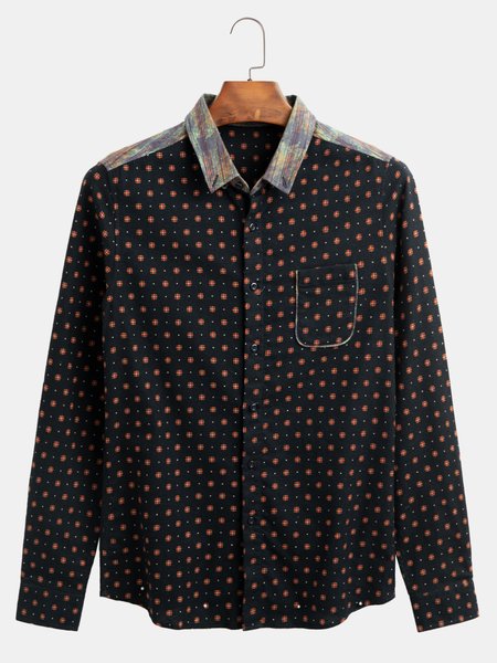 

Cotton-Blend Shirt Collar Casual Shirts & Tops, Color1, Men's basic shirt