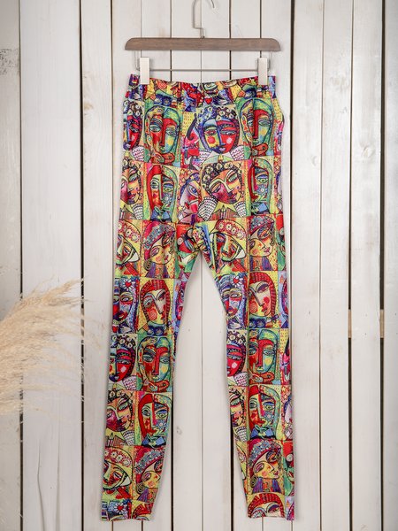 

Cotton-Blend Holiday Abstract Pants, Yellow, Leggings