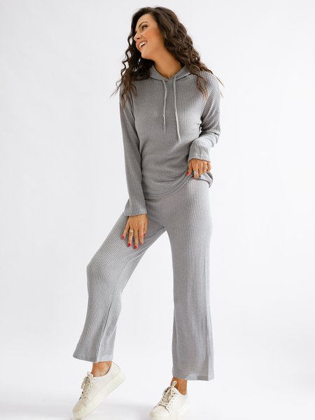 

Hoodie Long Sleeve Sports Suits, Gray, Suit Set