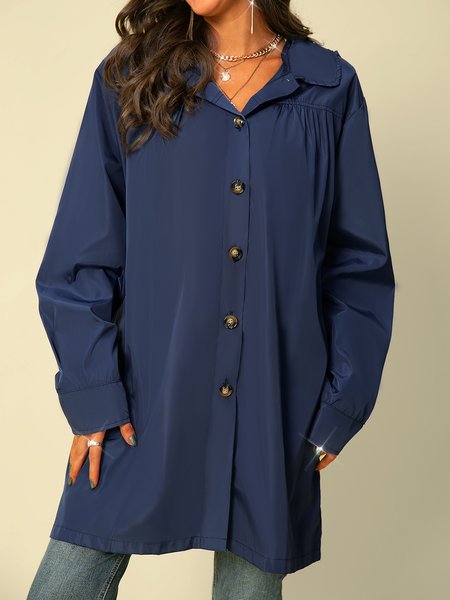 

Long Sleeve Shift Hoodie Outerwear, Purplish blue, Cardigans