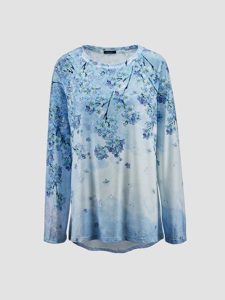 

Floral-Print Long Sleeve Holiday Floral Shirts & Tops, Blue, Auto-clearance