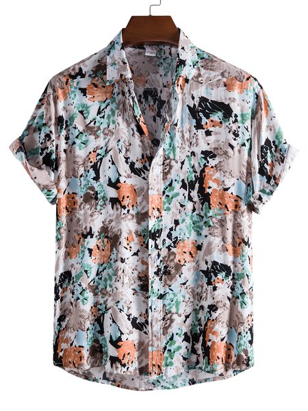 

Men's Basic Shirt Collar Tie Dye Shirts, Blue, Shirts