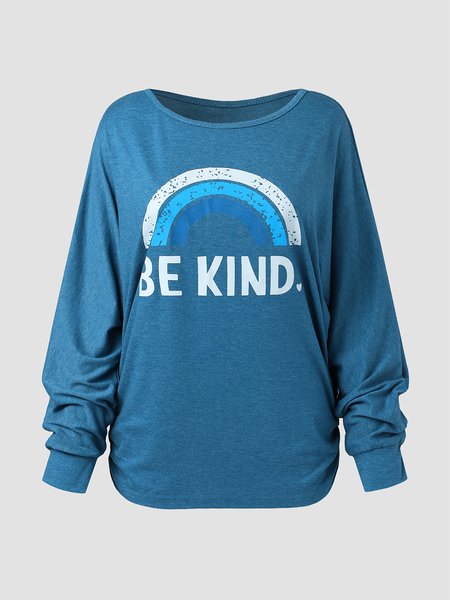 

Letter Casual Shirts & Tops, Blue, Long sleeve tops