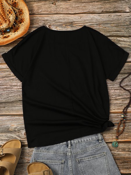 

Casual Shift Cotton-Blend T-shirt, Black, T-Shirts