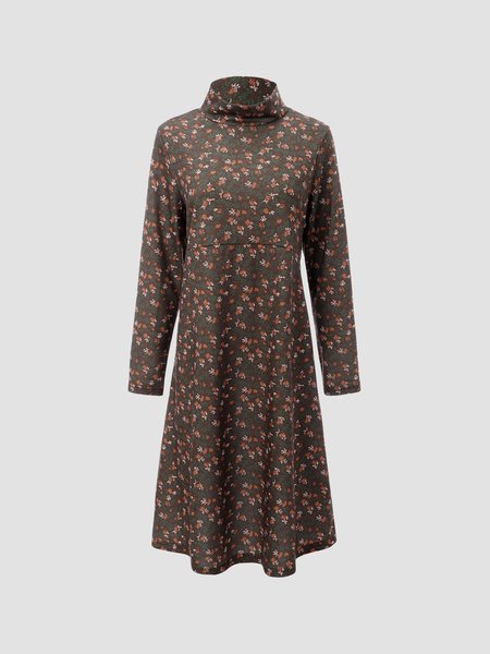 

Shift Casual Long Sleeve Floral Dresses, Black-brown, Maxi Dresses