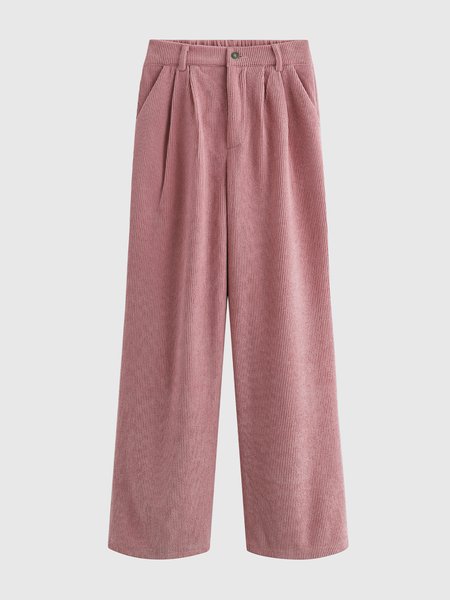 

Casual Corduroy Pants, Pink, Wide Leg Pants