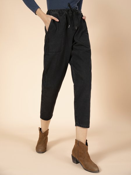 

Black wash corduroy tie up Sweatpants, Pants