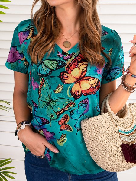 

Shift Butterfly Short Sleeve T-shirt, Blue, T-Shirts