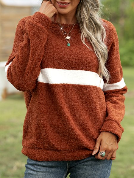 

long sleeve color-block shirts & tops, Caramel, Tops