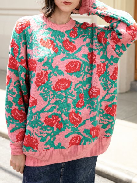 

Long Sleeve Acrylic Sweater, As picture, Pullovers