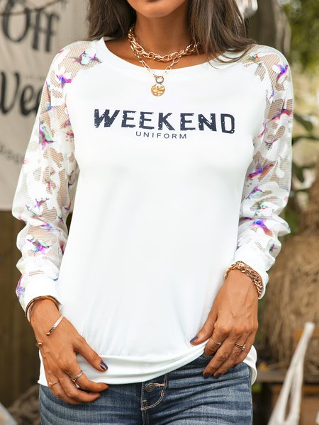 

Crew Neck Holiday Long Sleeve Shirts & Tops, White, Blouses & Shirts