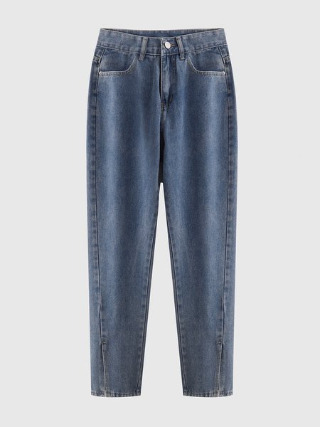 

Casual Slit Denim Jeans, Blue, Jeans