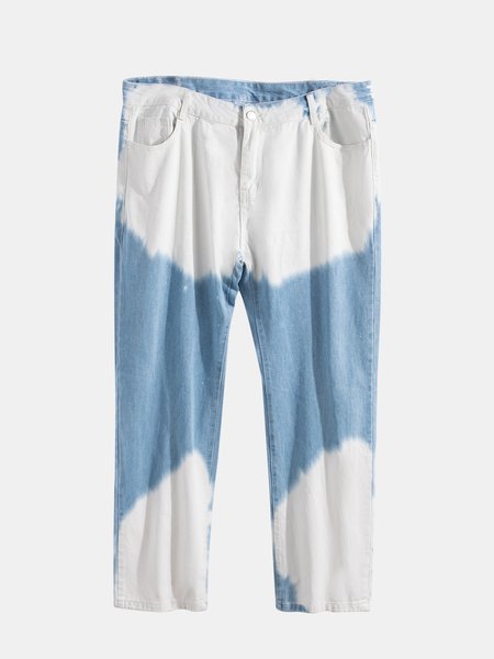

Cotton-Blend Tie Dye Pants, Light blue, Men's pants