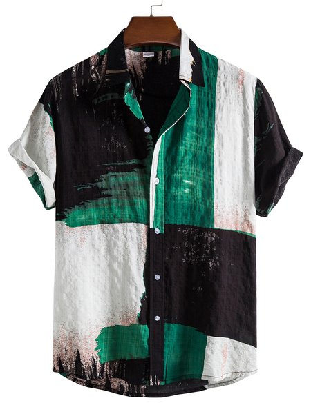 

Men's Shirt Collar Casual Shirts, Green, Men's Floral shirt