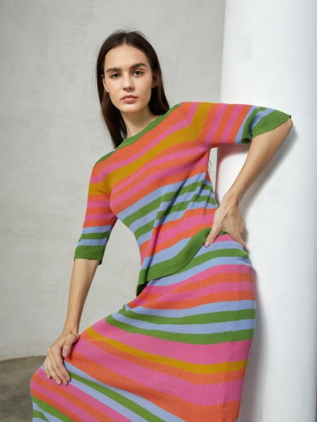 

Vintage Acrylic Stripes Pullovers, As picture, Pullovers