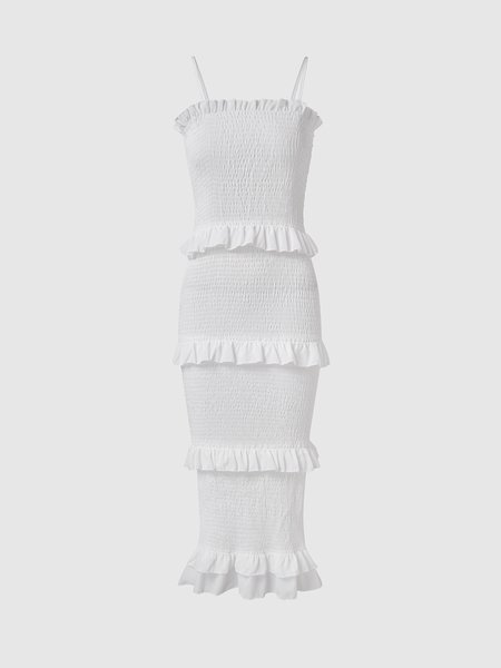 

Elegant Weaving Dress, White, Midi Dresses