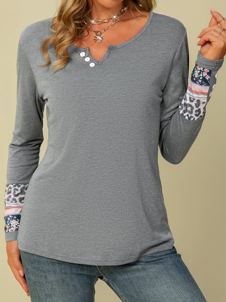 

Plain Long Sleeve Vintage Shirts & Tops, Gray, T-Shirts