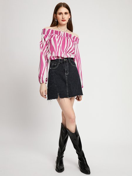 

Casual Household Daily Vintage Loosen Zebra Shirts & Tops, Zebra-stripe, Women's Clothing