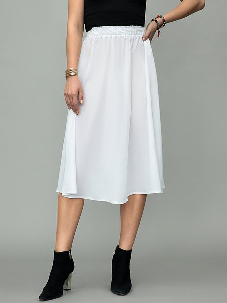 

Loosen Casual Skirts, White, Skirts