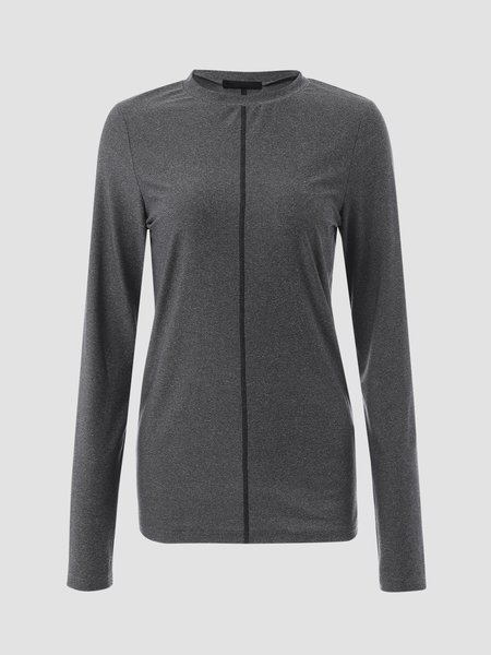 

Solid Sports Tee With Thumb Holes, Deep gray, Long sleeve tops