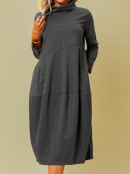 

Vintage Shift Cotton-Blend Dresses, Gray, Midi Dresses