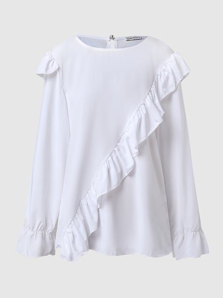 

Sweet Crew Neck Shirt, White, Blouses and Shirts