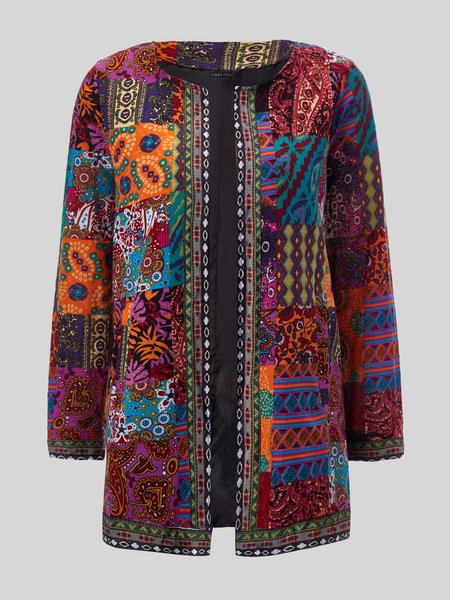 

Casual Tribal Long Sleeves Outerwear, Yellow, Coats & Jackets