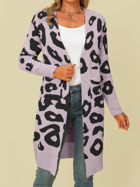 

Shift Shawl Collar Long Sleeve Casual Outerwear, Pink, T-Shirts