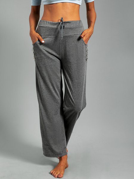 

Misto Cotone Casuale Pantaloni, Grigio scuro, Bottoms