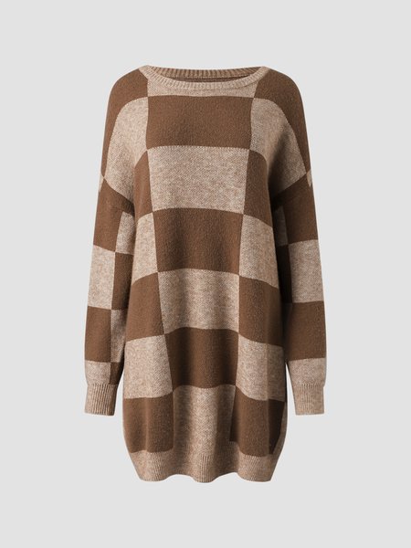 

Sweet Vintage Vacation Crew Neck Dresses, Brown, Casual Dresses
