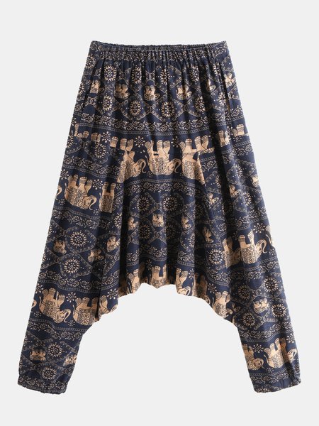 

Casual Tribal Patchwork Harem Pants, Coffee, Men's pants